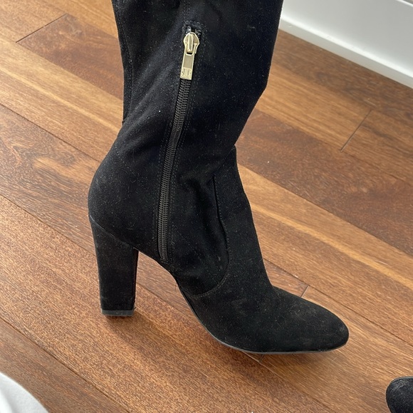 BLACK SUEDE KNEE HIGH BOOTS - Picture 4 of 5